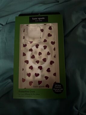 Kate Spade New York Clear Phone Case with Burgundy Heart Pattern
